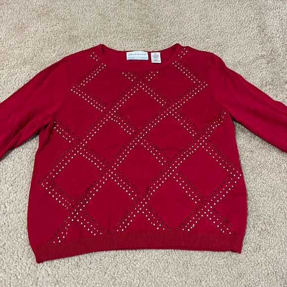 Alfred Dunner Red Crew Neck Sweater - Picture 1 of 6